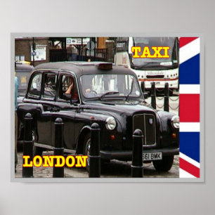 Affiche Angleterre - Londres - Taxi casquette noir -