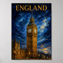 Angleterre : Majestueux Crépuscule Big Ben Art Sou