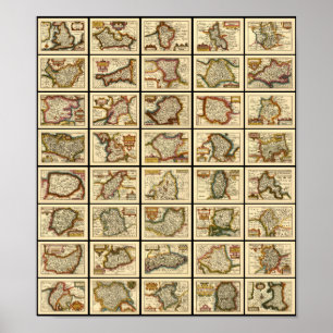 Affiche Angleterre, Pays de Galles et toutes les cartes du