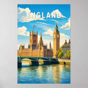 Affiche Angleterre Royaume-Uni Illustration Voyage Art