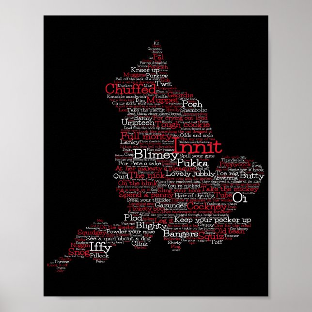 Affiche Angleterre Slang British Word Art Carte (Devant)