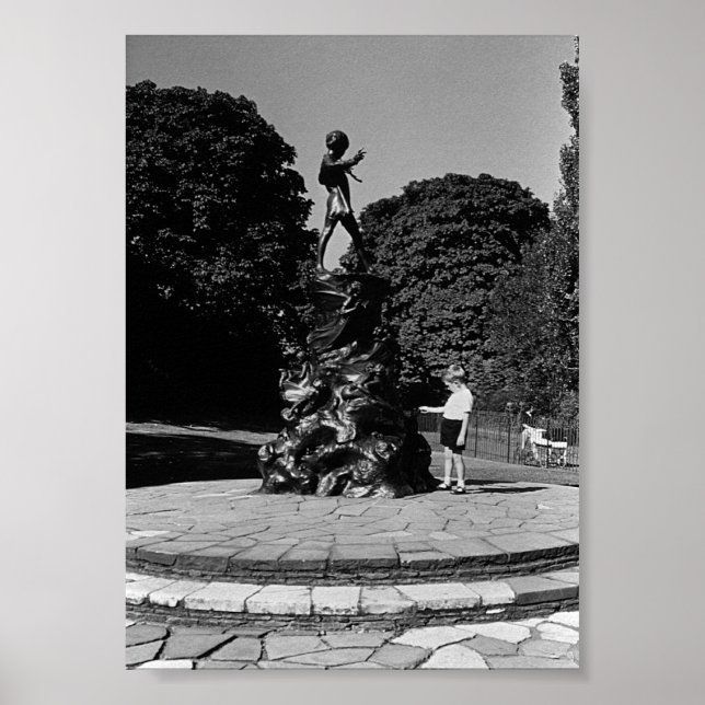 Affiche Angleterre vintage Londres Peter Pan statue Kensin (Devant)