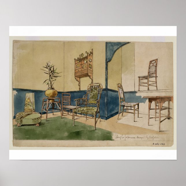 Affiche Anglo-Japanese Designs, c.1860 (encre noire et sty (Devant)