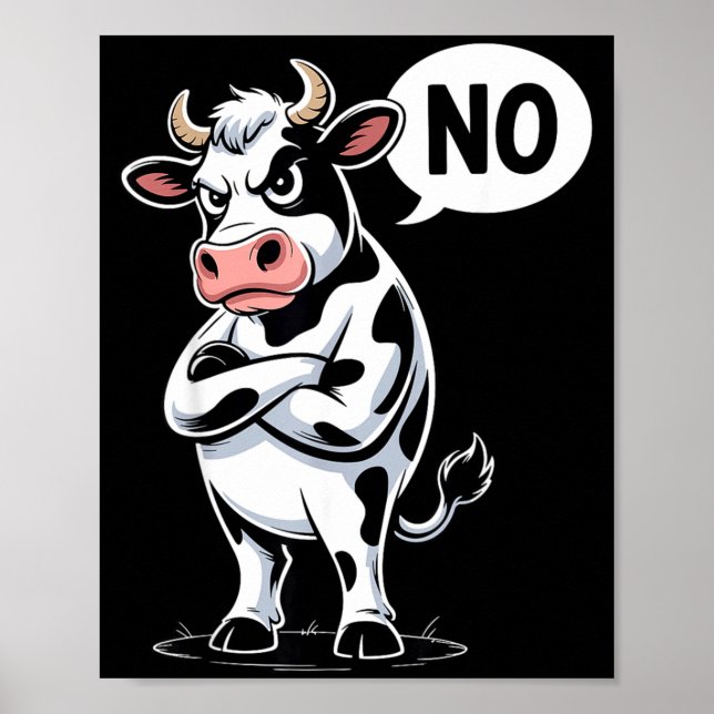 Affiche Angry Cow No - Funny Cow Lover Dairy Farmer  (Devant)