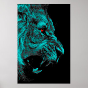 Affiche Angry mâle lion prédateur carnivore