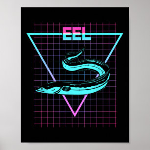 Affiche Anguille Poisson Esthétique Rétro Style Pêche à l'