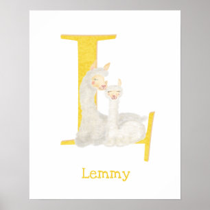 Affiche Animal ABC L est pour l'impression lama