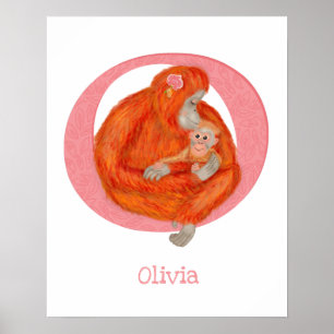 Affiche Animal ABC O is for orangutan print