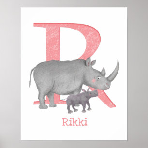 Affiche Animal ABC R est pour l'impression de rhinocéros