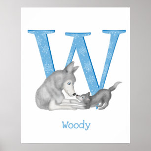 Affiche Animal ABC W est pour l'impression de loup