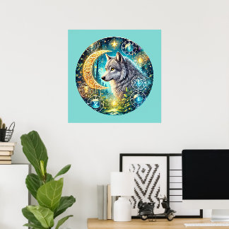 Affiche animal amateur de loups cool