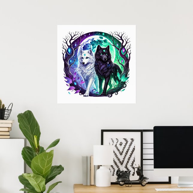 Affiche animal amateur de loups cool (Bureau à domicile)