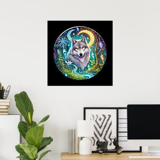 Affiche animal amateur de loups cool