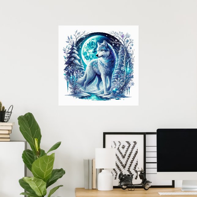 Affiche animal amateur de loups cool (Bureau à domicile)