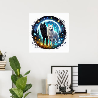Affiche animal amateur de loups cool