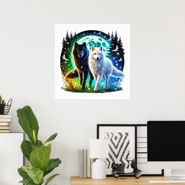 Affiche animal amateur de loups cool (Bureau à domicile)