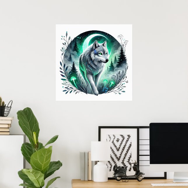 Affiche animal amateur de loups cool (Bureau à domicile)