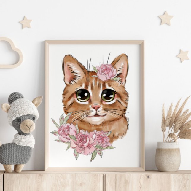 Affiche Animal Bébé Chat Rose | Impression murale (Créateur téléchargé)