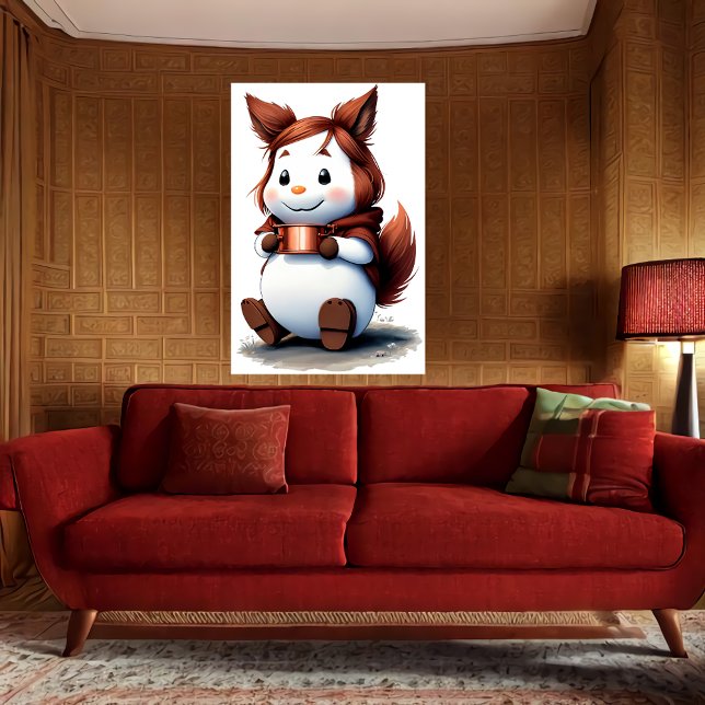 Affiche Animal confortable avec Café | Art AI (Créateur téléchargé)