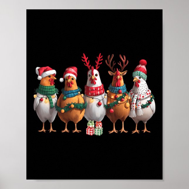 Affiche Animal de ferme mignonne Noël Vacances amusant pou (Devant)