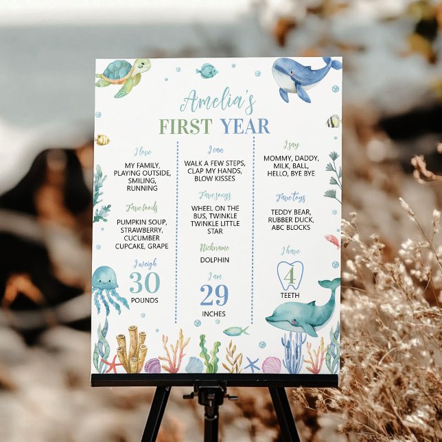 Affiche Animal marin sous la mer Anniversaire Jalon (Créateur téléchargé)