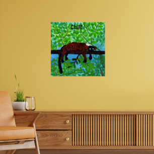 Affiche Animale Lémurien Rouge Chill!