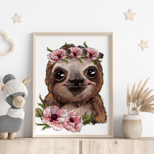 Affiche Animale Rose de Paresseux Bébé | Impressio (Créateur téléchargé)