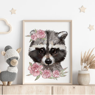 Affiche Animale Rose Raton Laveur Bébé Impressio