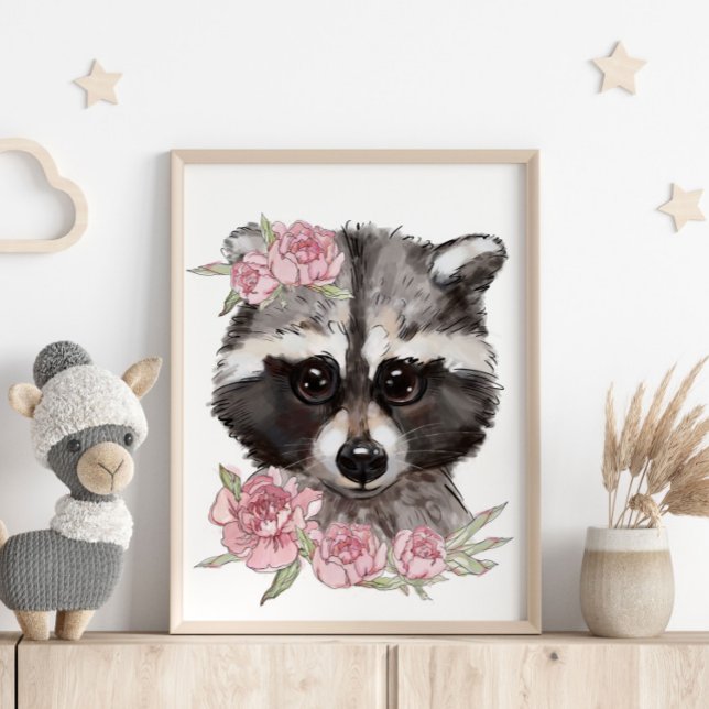 Affiche Animale Rose Raton Laveur Bébé | Impressio (Créateur téléchargé)