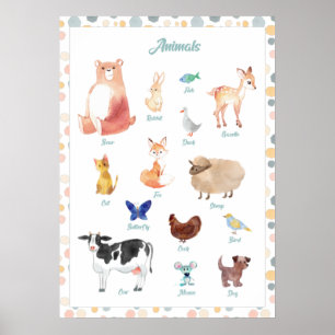 Affiche Animals Poster, Printable Wall Art, Educational
