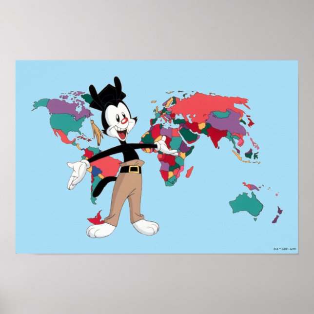 Affiche Animaniacs | Graphique de la carte du monde de Yak (Devant)