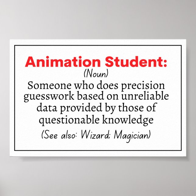 Affiche Animation amusante Définition de l'étudiant (Devant)