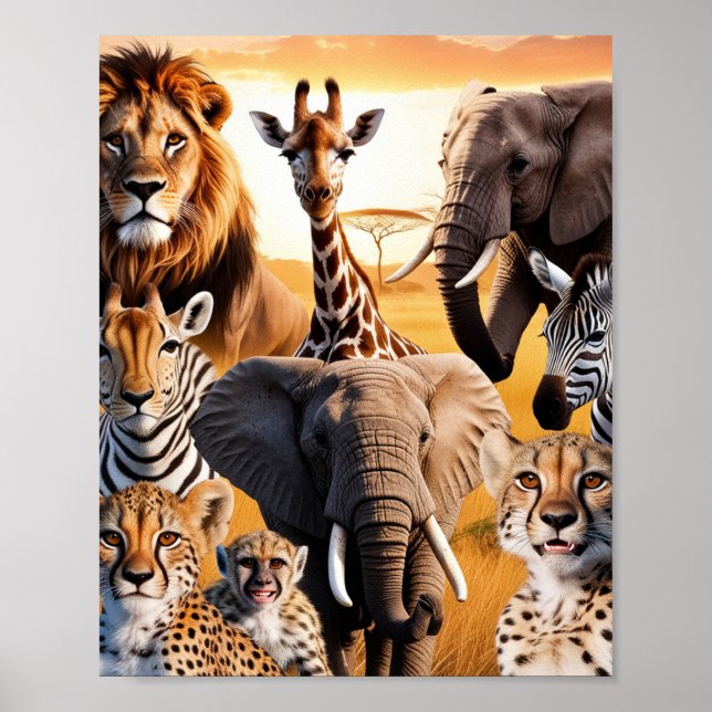 Affiche Animaux africains (Devant)