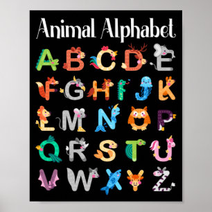 Affiche Animaux Alphabet Apprentissage ABC Animaux