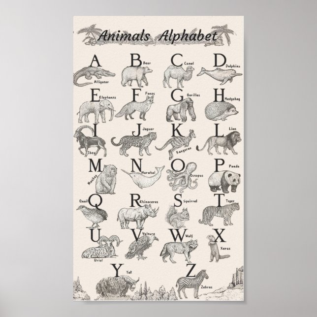 Affiche Animaux alphabet éducatif (Devant)