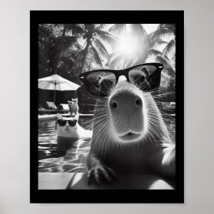Affiche Animaux Amusants Piscine Capybara Selfie Avec Ca