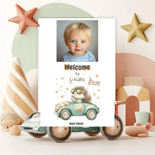 Affiche Animaux amusants Voitures de course 2e anniversair