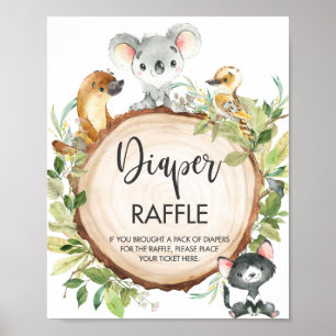 Affiche Animaux australiens Verdure Baby Diaper Raffle