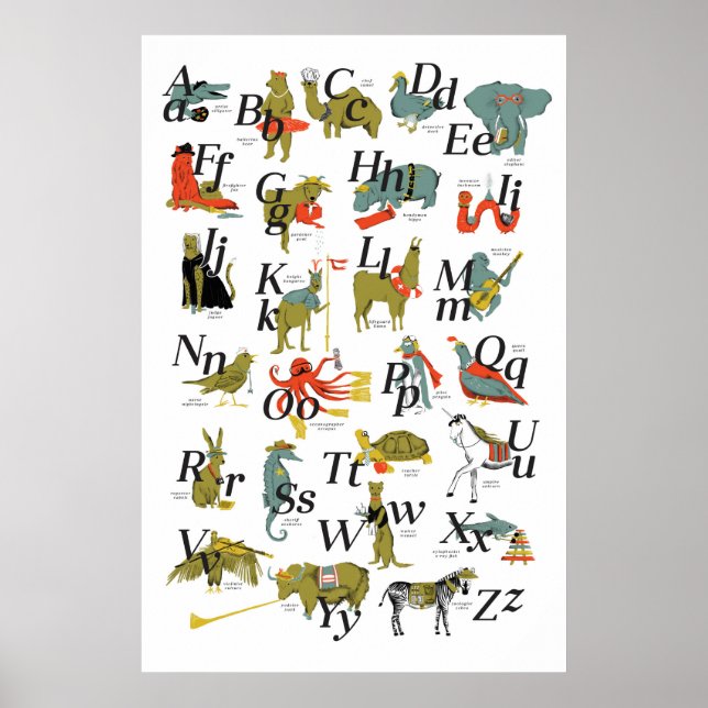 Affiche Animaux avec profession Alphabet (Devant)