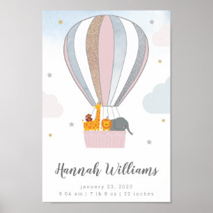 Affiche Animaux Ballons à air chaud Statistiques de naissa