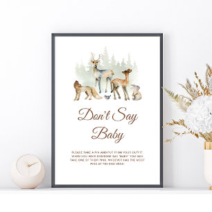 Affiche Animaux Bois Ne dites pas Bébé Signal