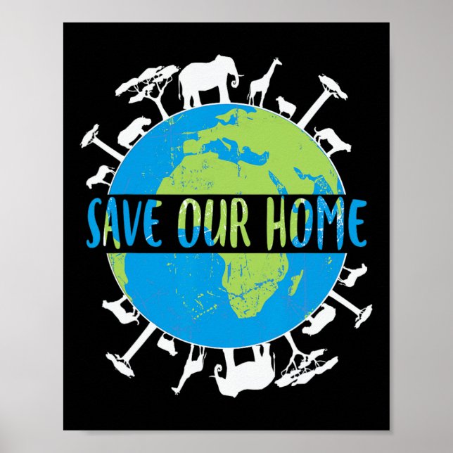 Affiche Animaux Conservation de la faune Sauvez notre terr (Devant)