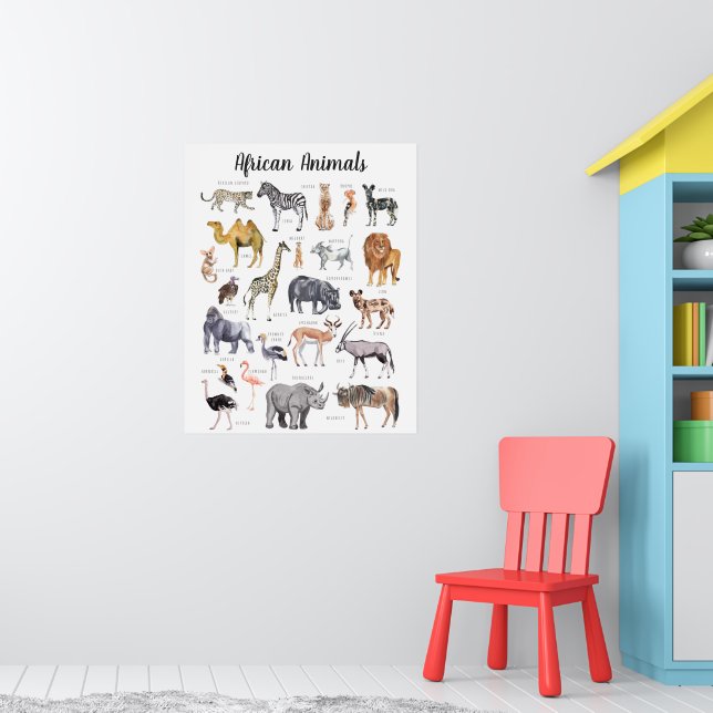 Affiche Animaux d'Afrique | Éducation Apprentissage Salle  (Pépinière 1)