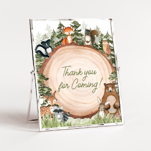 Affiche Animaux de bois Merci à tranche de bois pour venir
