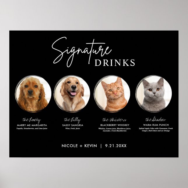 Affiche Animaux de compagnie imprimable Signature Boissons (Devant)