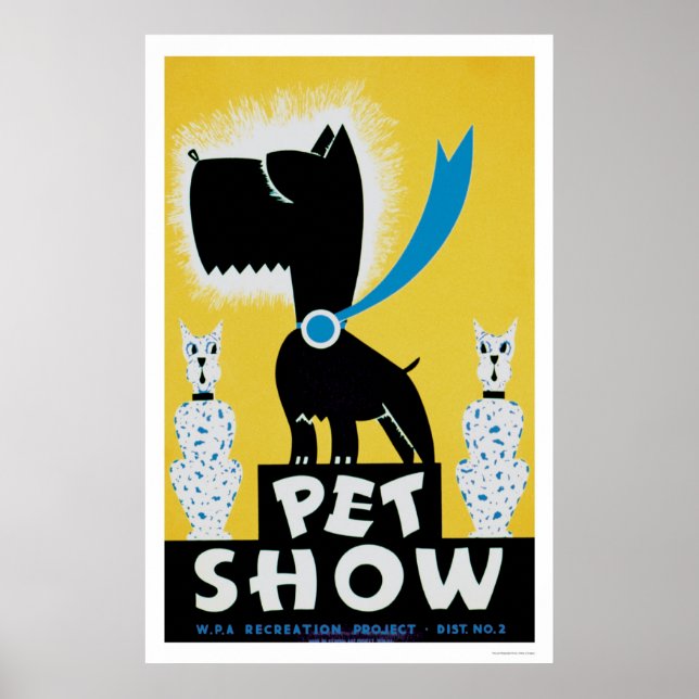 Affiche Animaux de compagnie Show Chien Chat 1937 WPA (Devant)