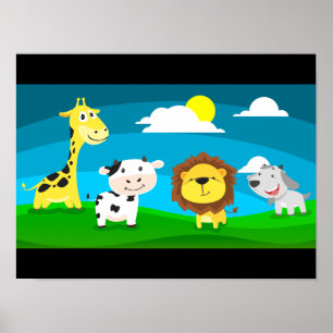 Affiche Animaux de dessin animé  