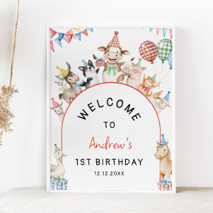 Affiche Animaux de ferme Anniversaire Barnyard Bienvenue
