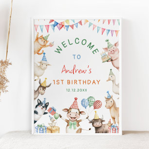 Affiche Animaux de ferme Barnyard fête d'anniversaire Bien
