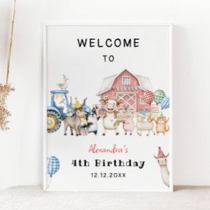 Affiche Animaux de ferme Barnyard fête d'anniversaire Bien